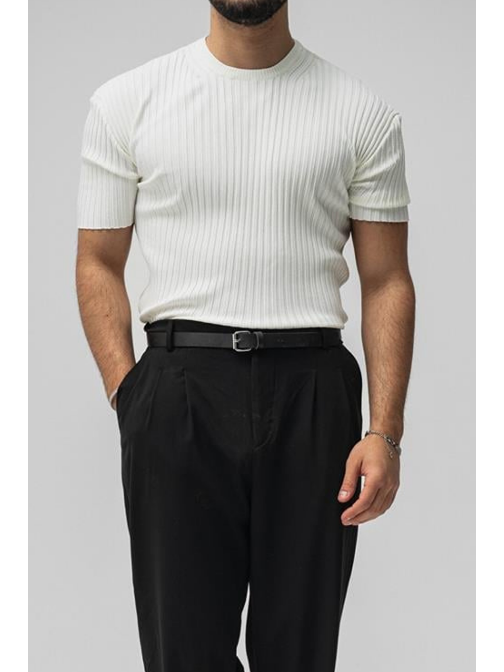 Erkek Beyaz  Loose Fit Tişört-2