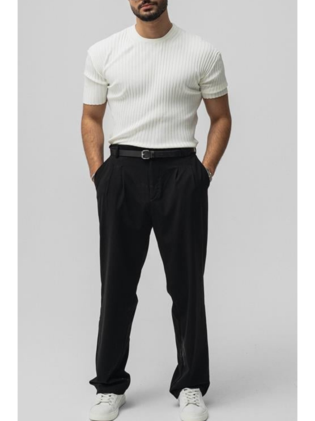 Erkek Beyaz  Loose Fit Tişört-3