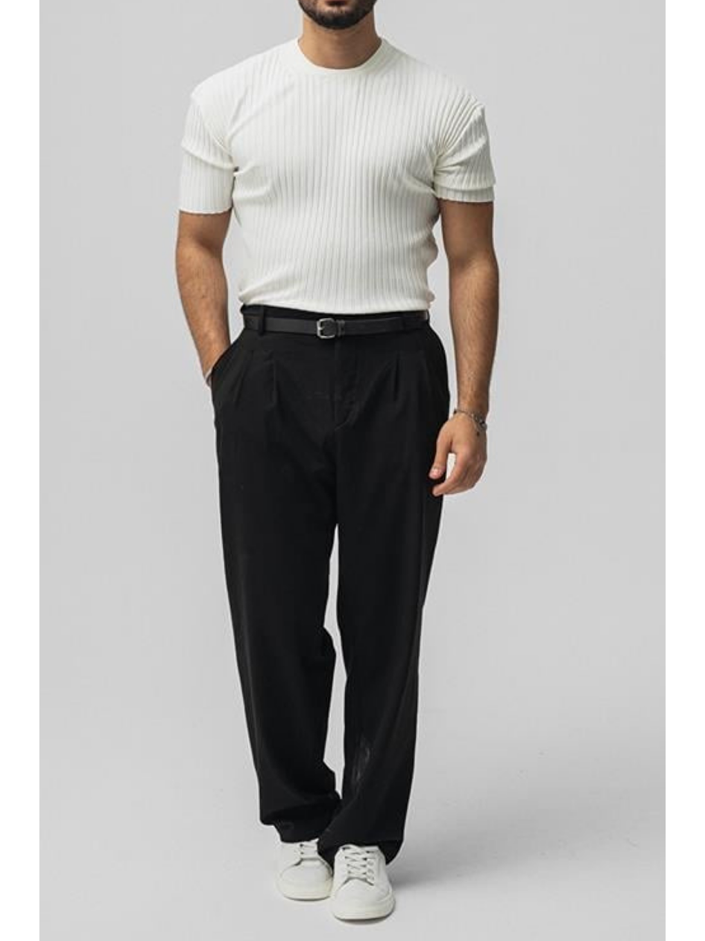 Erkek Beyaz  Loose Fit Tişört-4