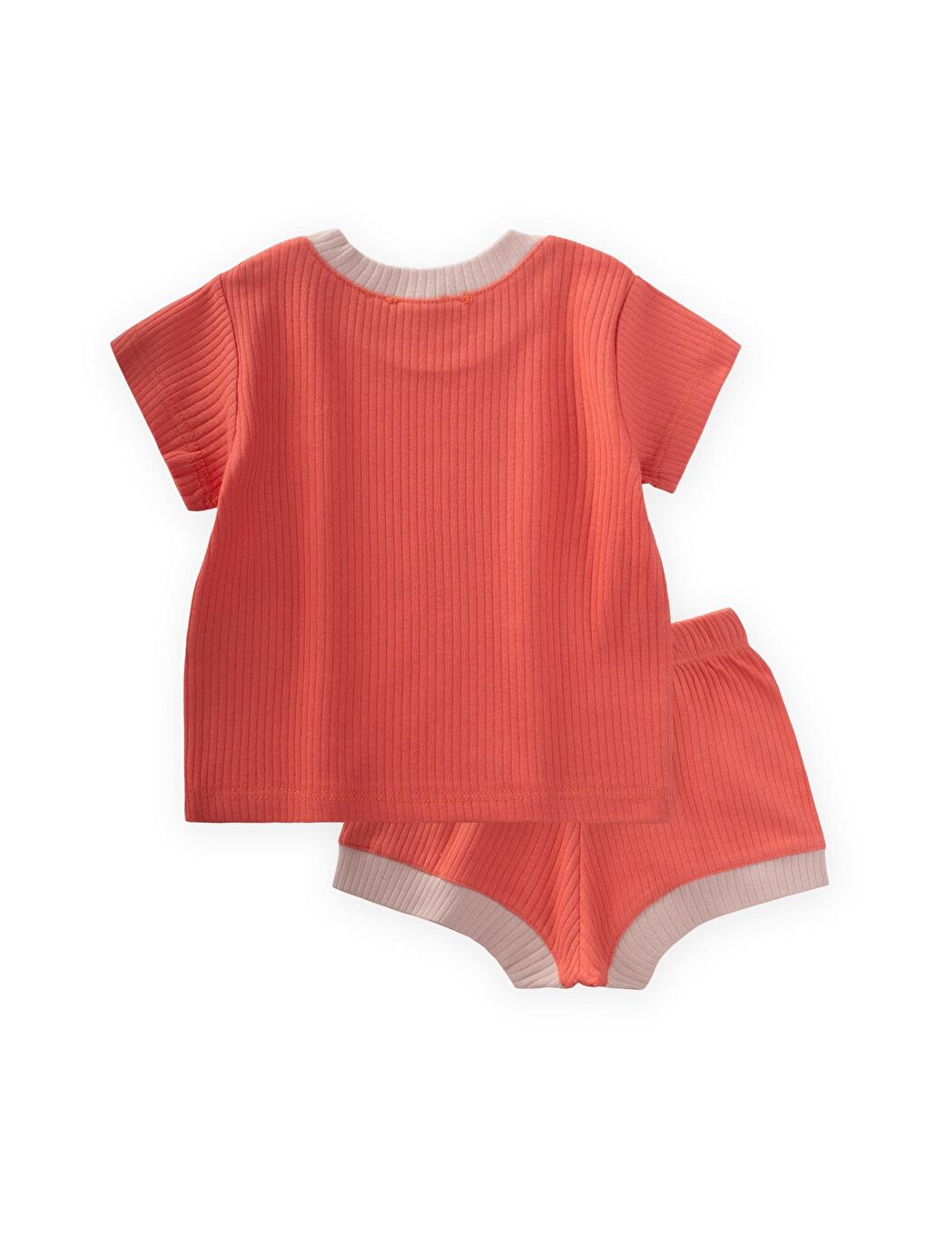 Kuş Nakışlı Garnili Fitilli Takım 0-5 Yaş Mercan-1