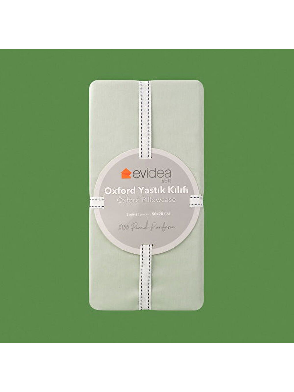 Evidea Soft Basic Oxford 2'li Yastık Kılıfı - Yeşil - 50x70 cm - 1