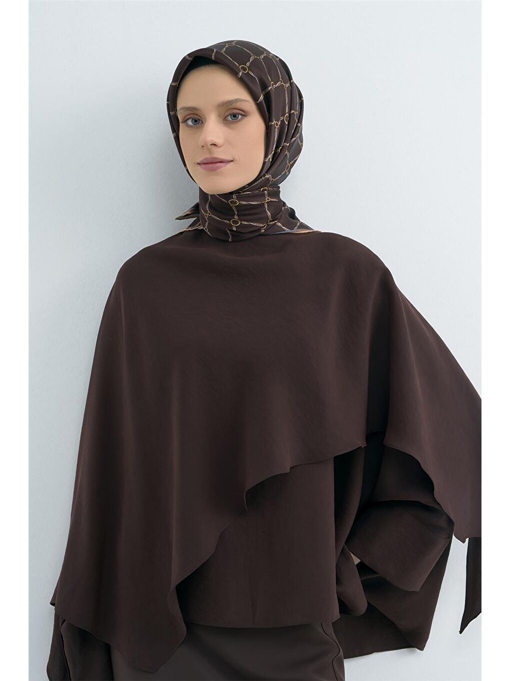 Kahverengi Saf İpek Twill Eşarp 9538D 31-1