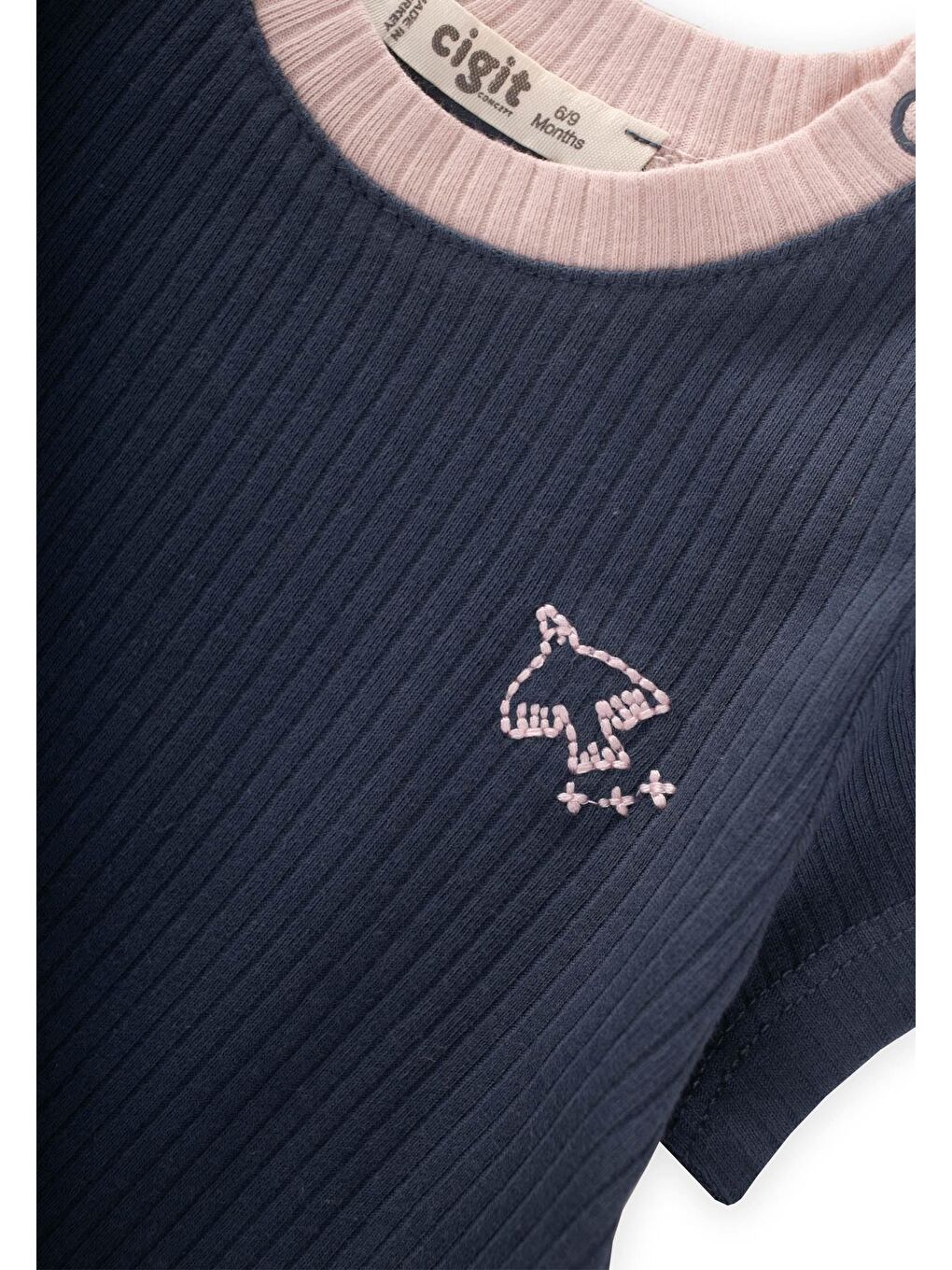 Kuş Nakışlı Garnili Fitilli Takım 0-5 Yaş Lacivert-2