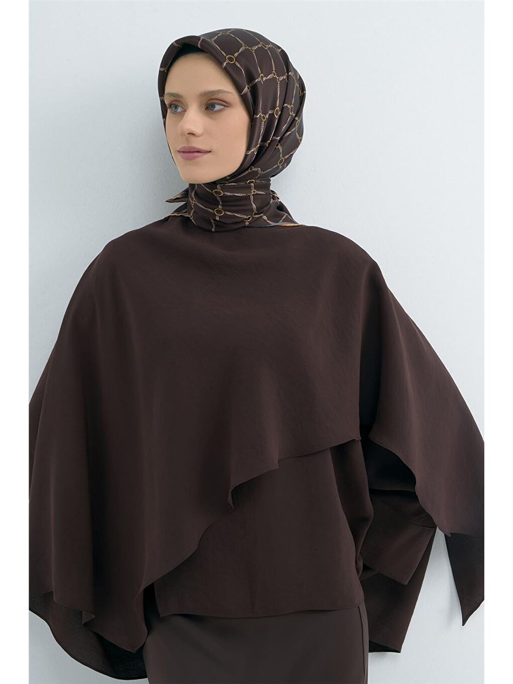 Kahverengi Saf İpek Twill Eşarp 9538D 31-2
