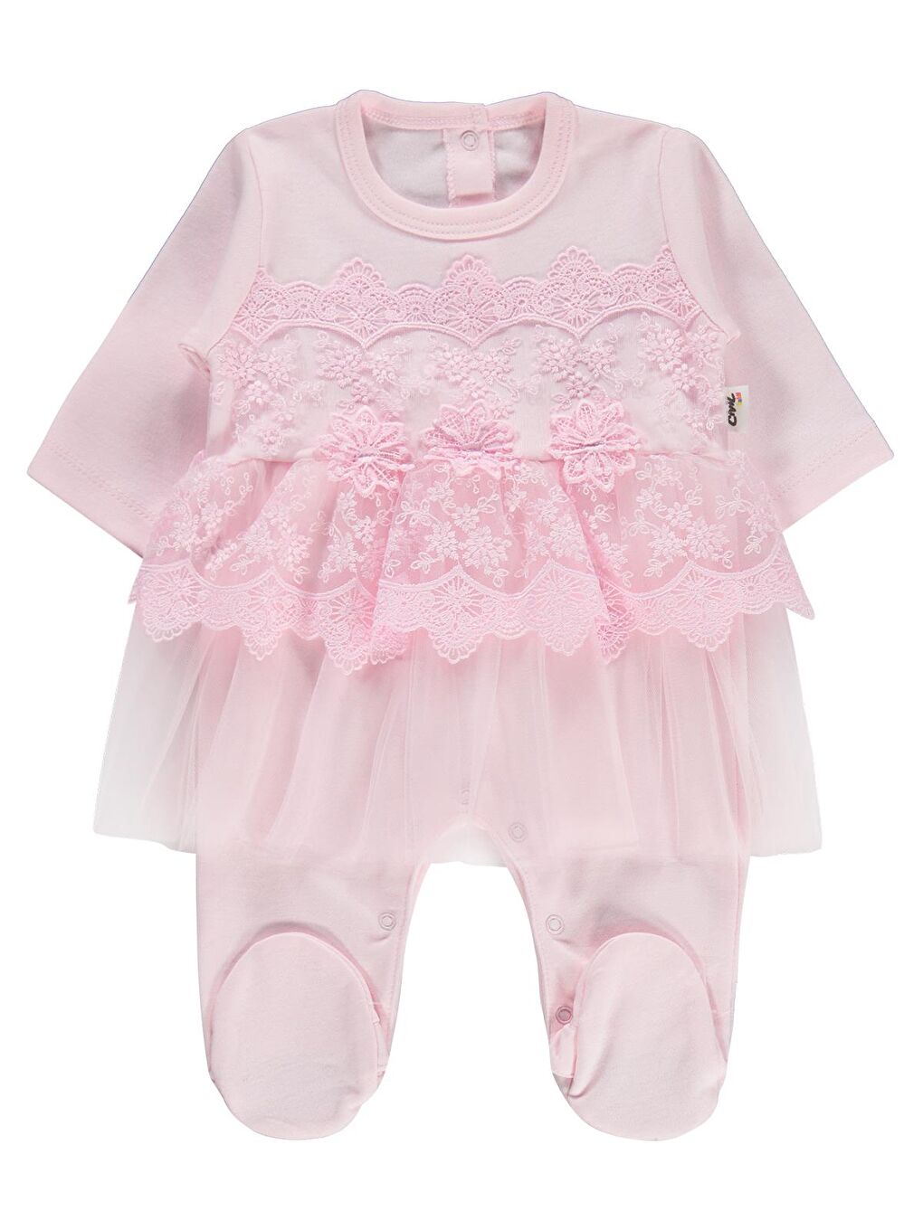 Baby Fırfır Tüllü 1-9 Ay Tulum - Pembe 6-9 Ay