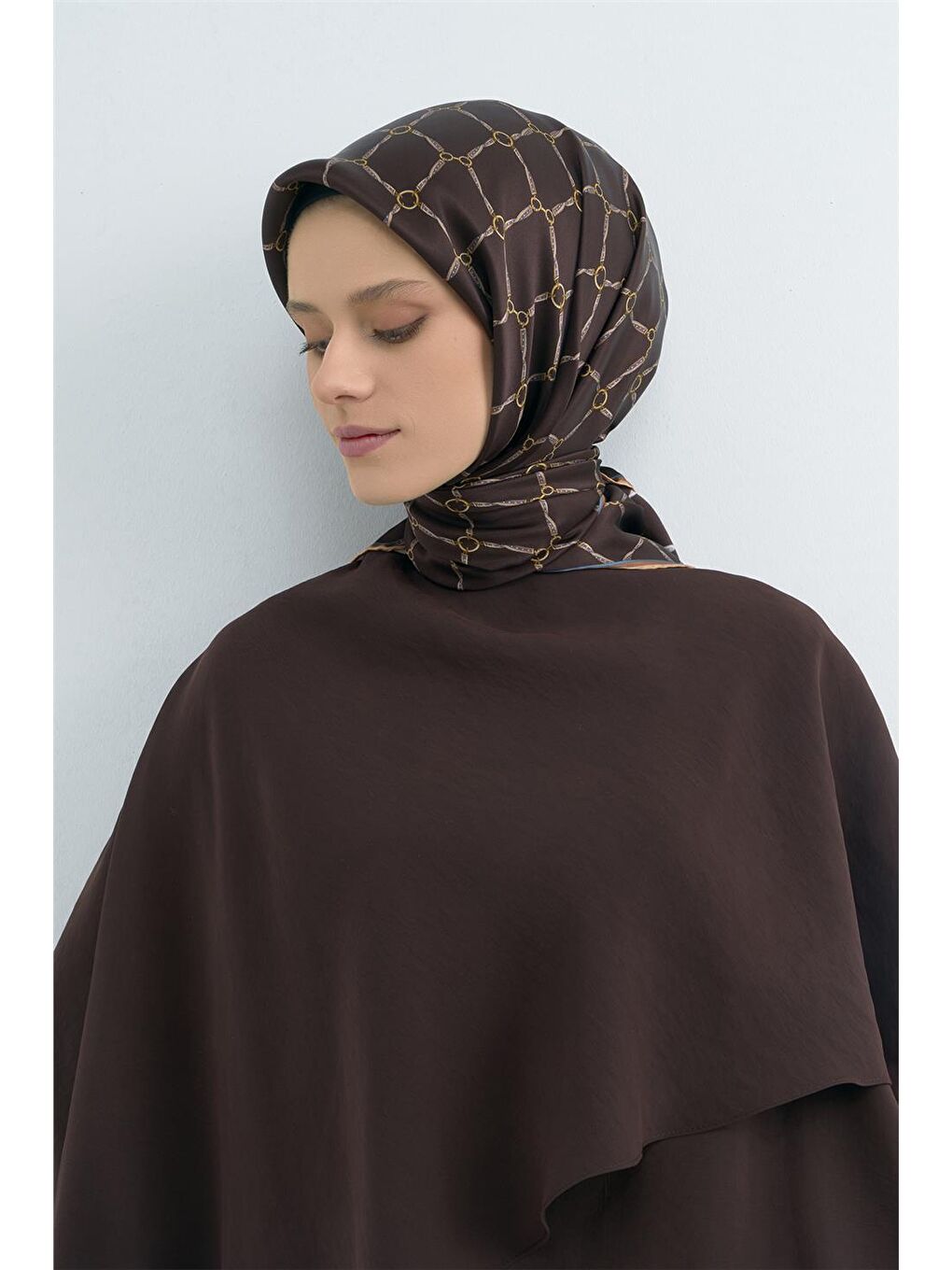 Kahverengi Saf İpek Twill Eşarp 9538D 31-3