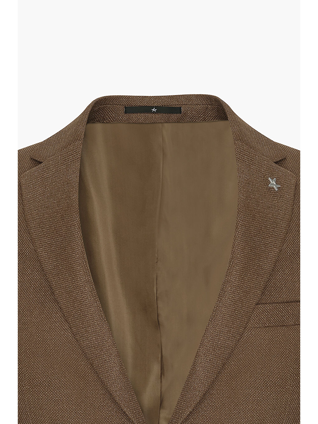 Erkek Kahverengi Slim Fit Dar Kesim Mono Yaka Armürlü Blazer Ceket-8