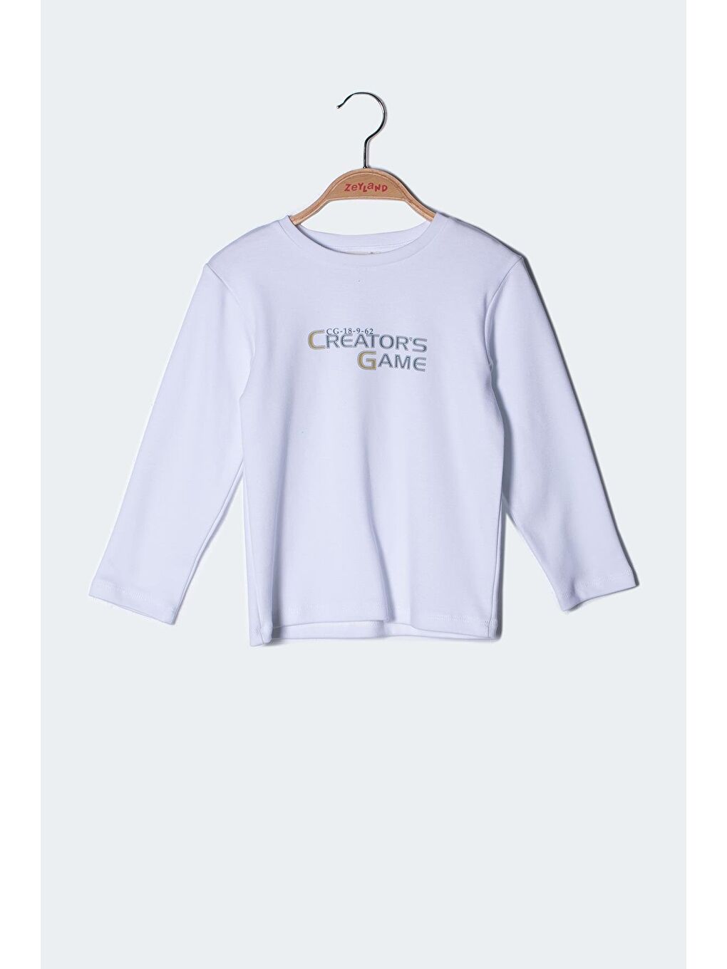 Beyaz Erkek Çocuk Yazı Baskılı Uzun Kollu T-Shirt