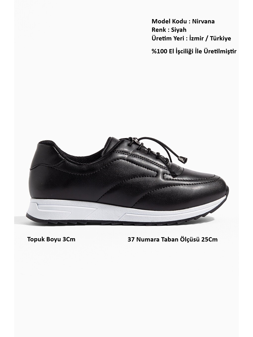 Siyah Nirvana Günlük Ortopedik Kadın Sneaker Spor Ayakkabı-2