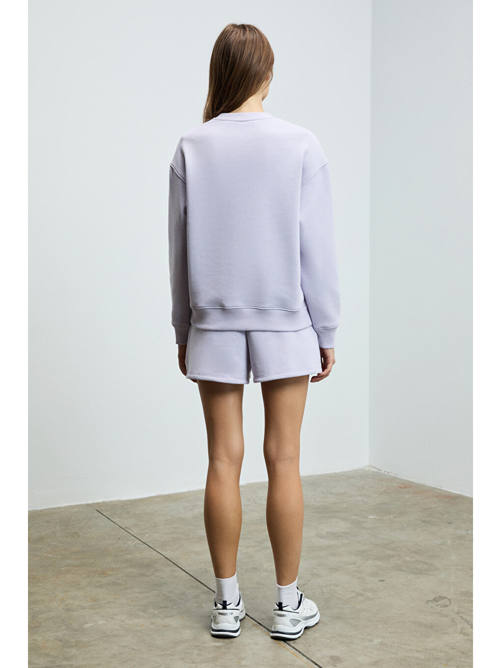 Jennıfer Kadın Organik Pamuklu Nakışlı Yuvarlak Yakalı Oversize Lila Sweatshirt-3