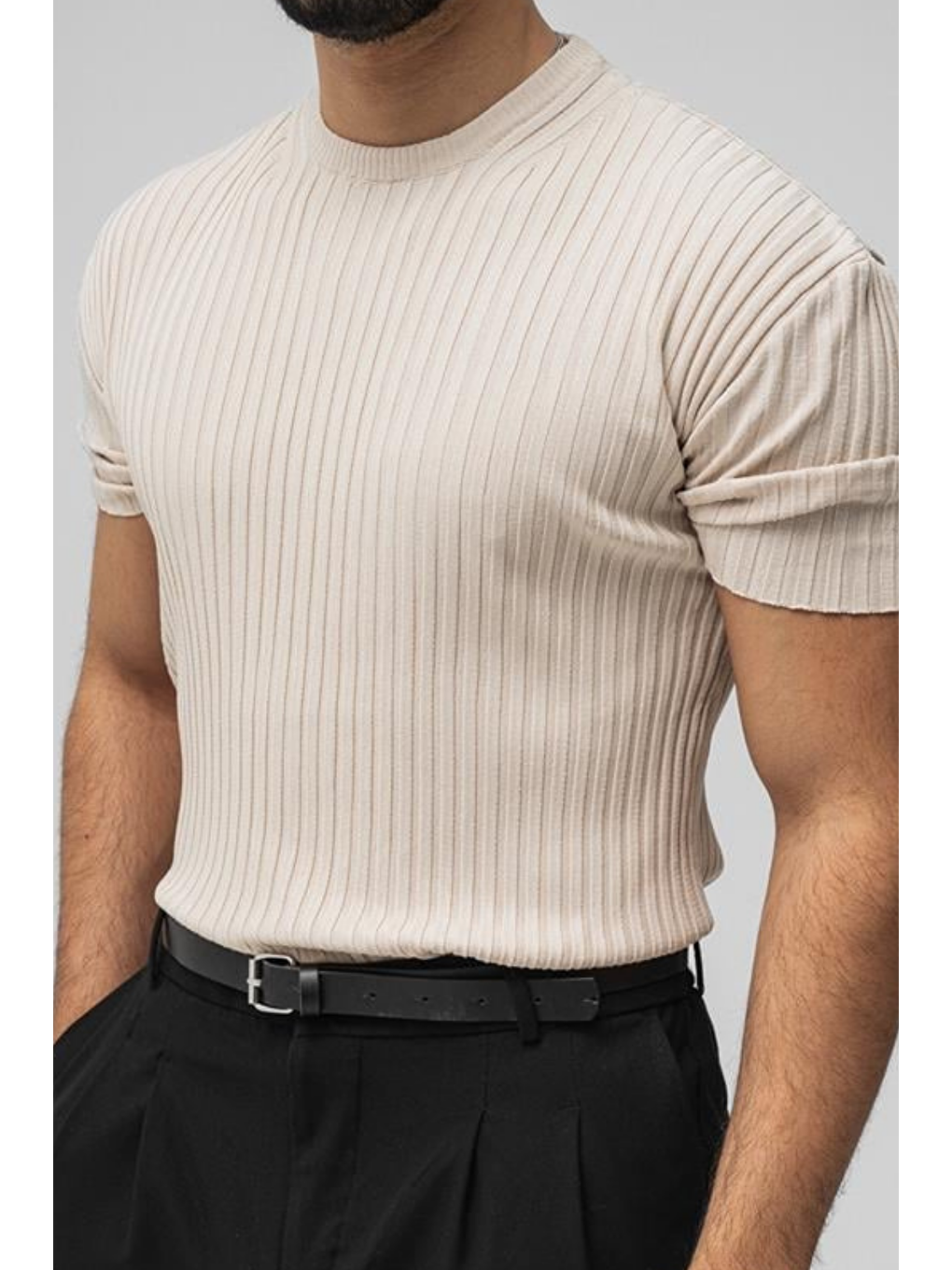 Erkek Bej  Loose Fit Tişört-3