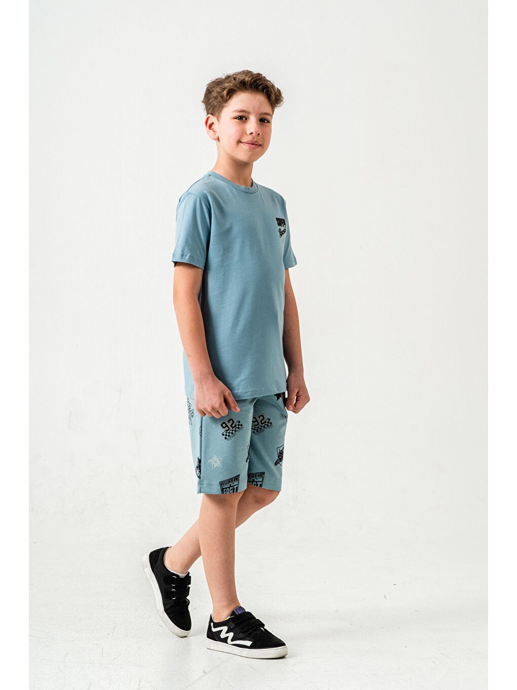 Petrol Super Racer Baskılı Erkek Çocuk Şort - Tişört Takımı-3
