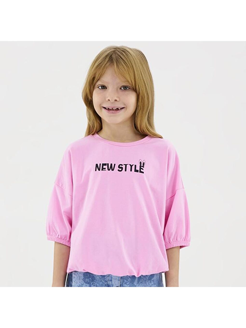 Panço Pembe Kız Çocuk  Baskı Detaylı T-Shirt - 3