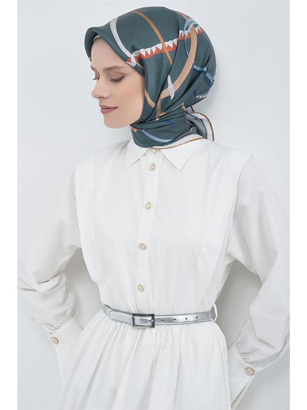 Petrol Saf İpek Twill Eşarp 9517D 81