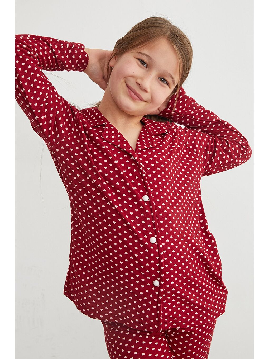 Mürdüm Ekose Desenli Süet Kız Çocuk Pijama Takımı-3