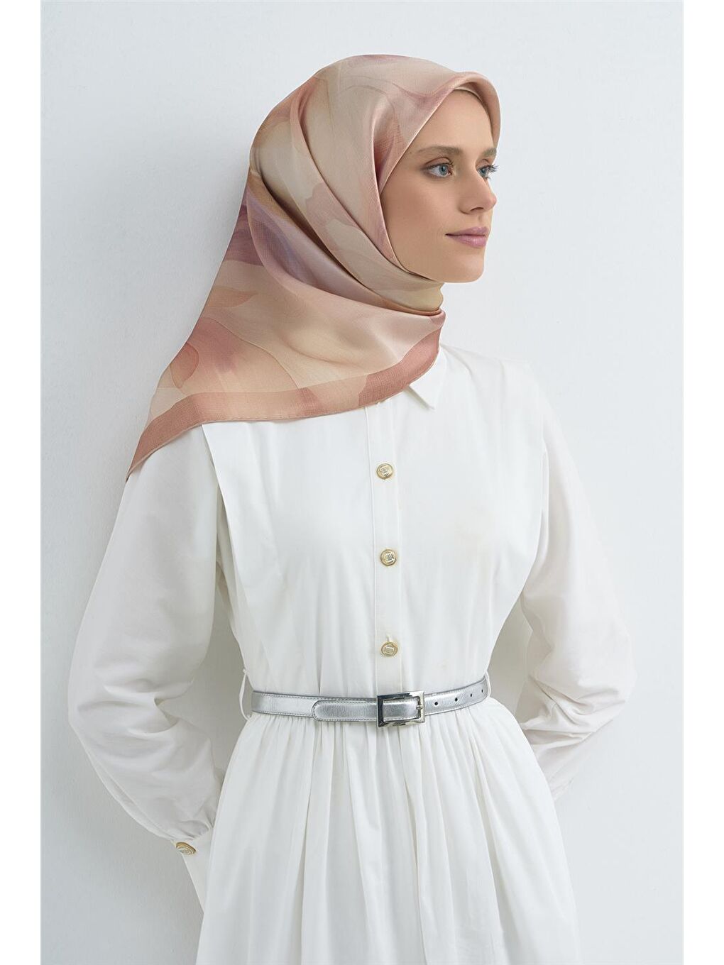 Turuncu Saf İpek Sura Eşarp 9519D 32-1