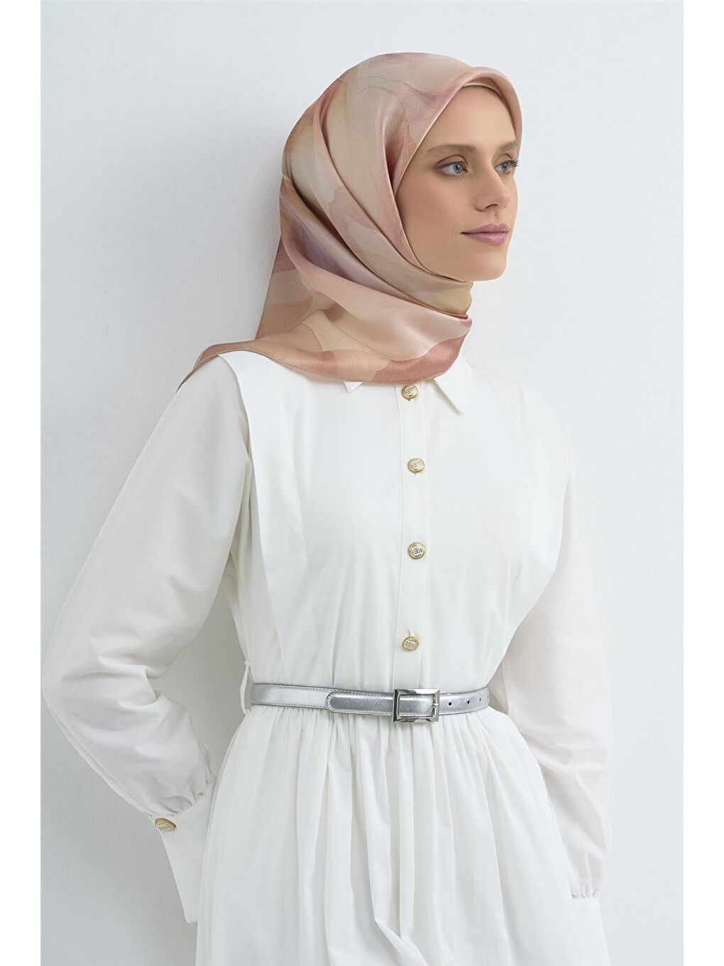 Turuncu Saf İpek Sura Eşarp 9519D 32-2