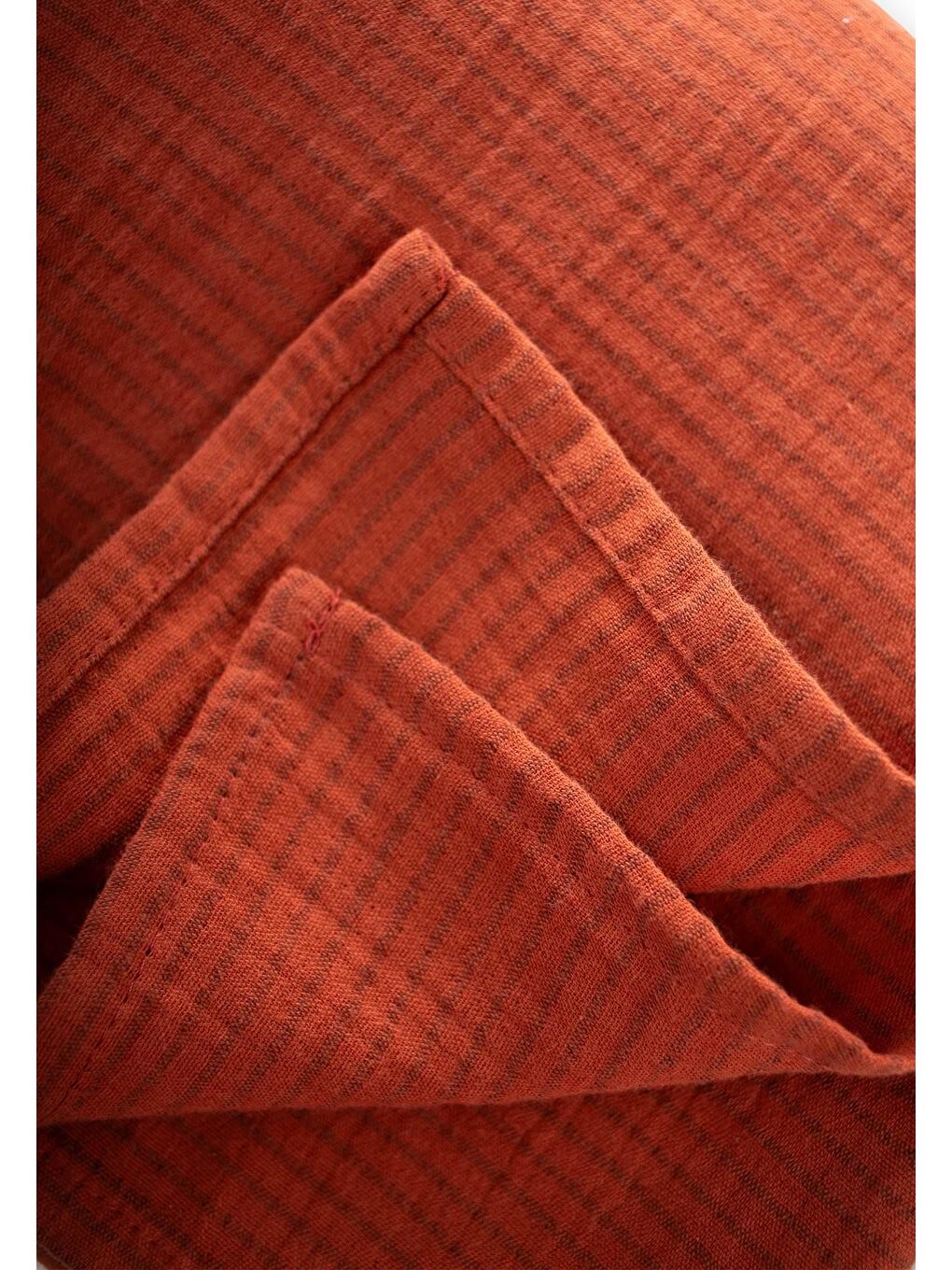 Kahverengi Naturel Battaniye 90X100cm Rust İnce Çizgili-2