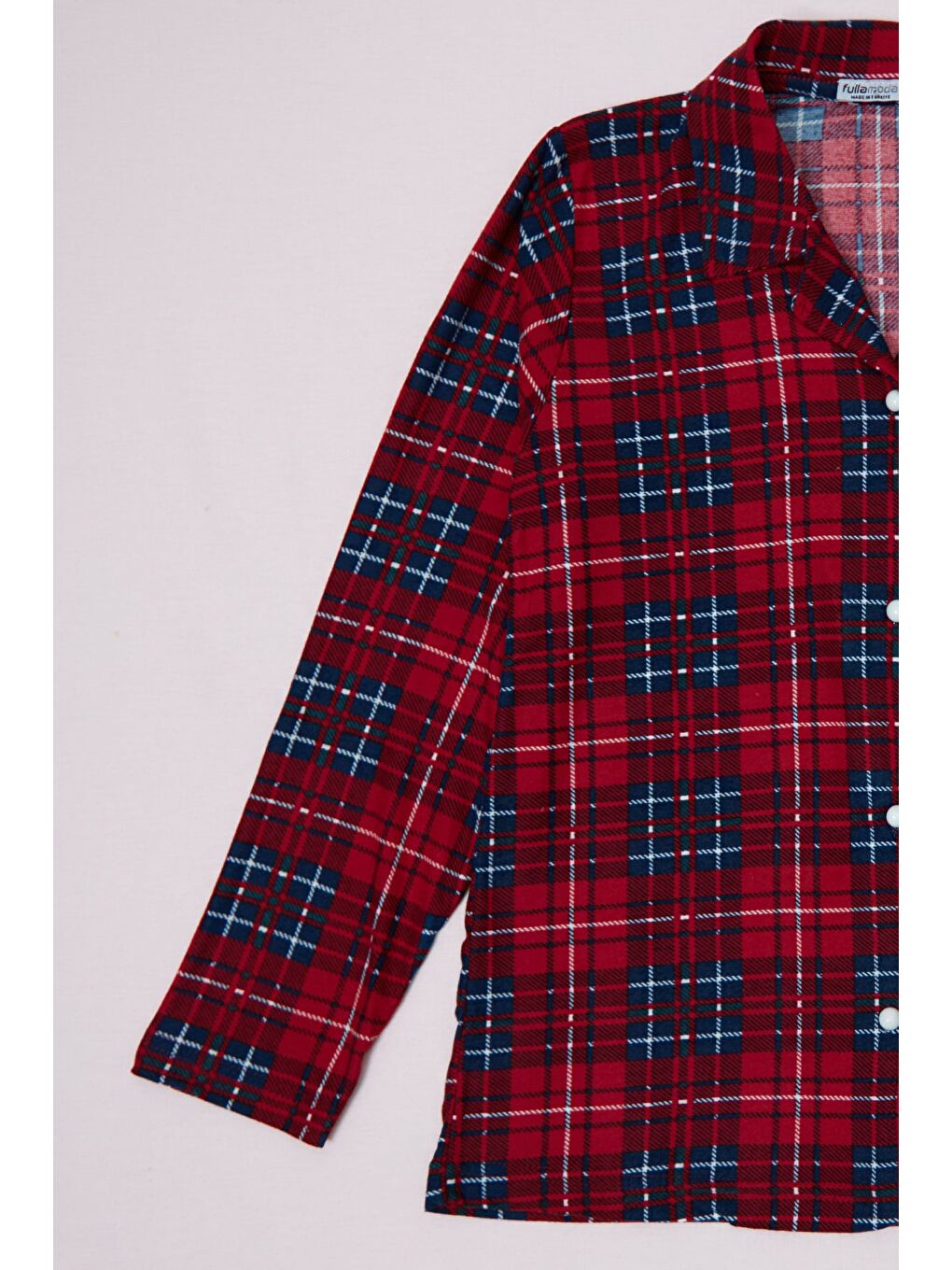 Kırmızı Ekose Desenli Süet Kız Çocuk Pijama Takımı-3