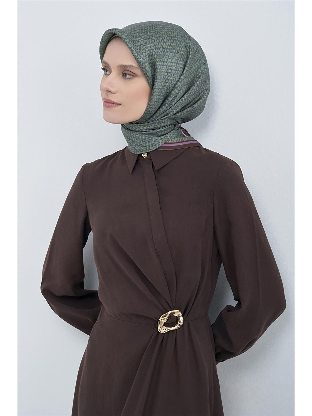 Yeşil Saf İpek Twill Eşarp 9528D 55