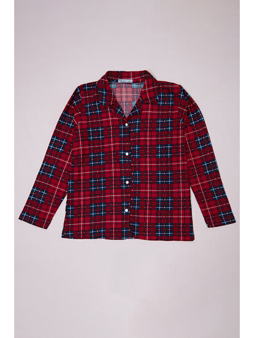 Kırmızı Ekose Desenli Süet Kız Çocuk Pijama Takımı-4