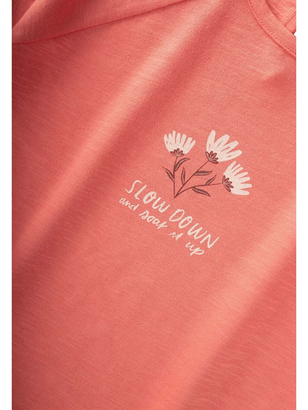 Slow Down Çiçek Baskılı Müslin Çizgili Pantolon Takım 2-10 Yaş Mercan-2