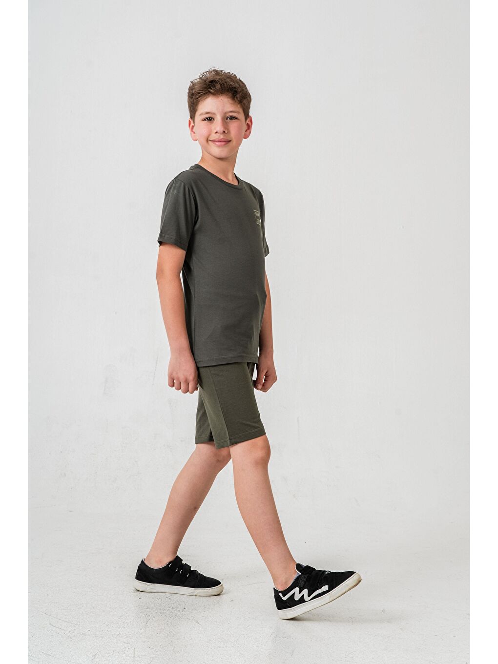 Haki New York City Baskılı  Erkek Çocuk Şort - Tişört Takımı-4