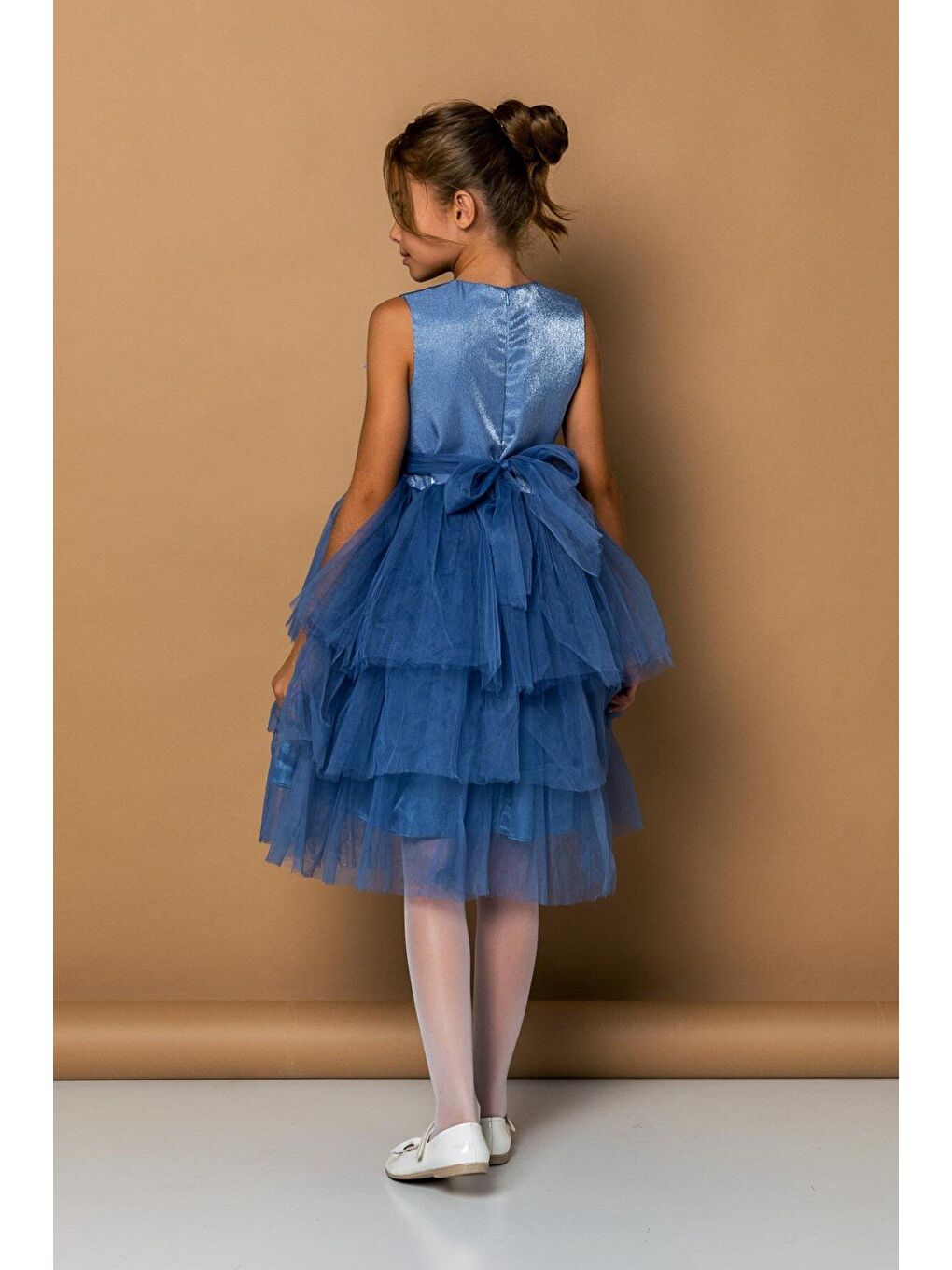 İndigo Kız Çocuk Tavşan Tüylü İncili abiye-1