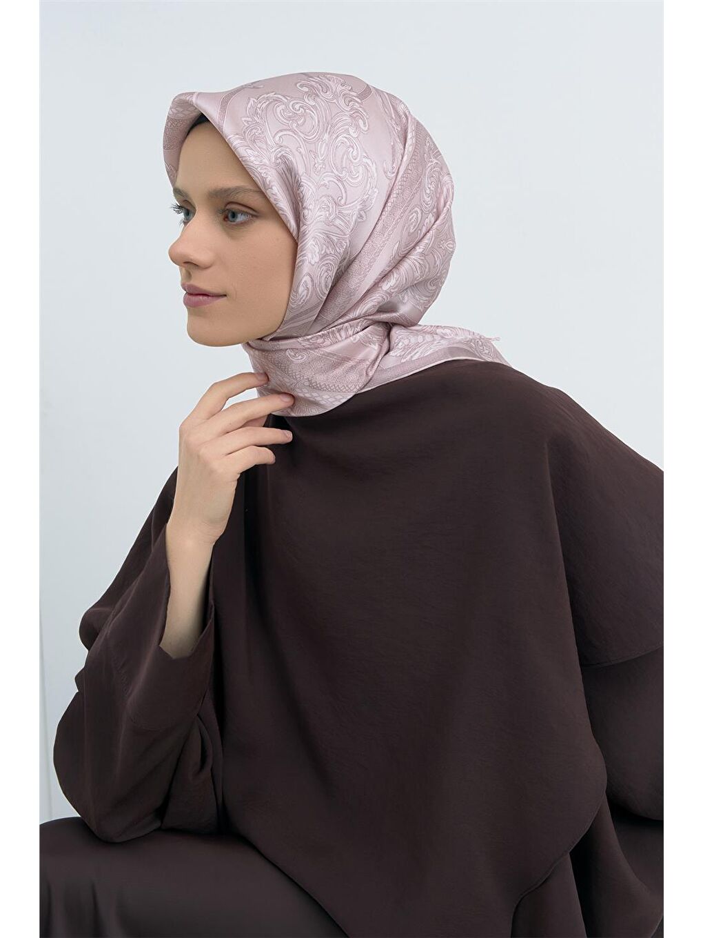 Pembe Saf İpek Twill Eşarp 9537D 01-1