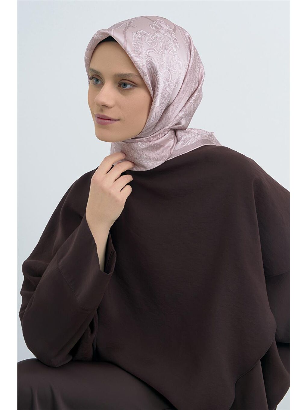 Pembe Saf İpek Twill Eşarp 9537D 01-2