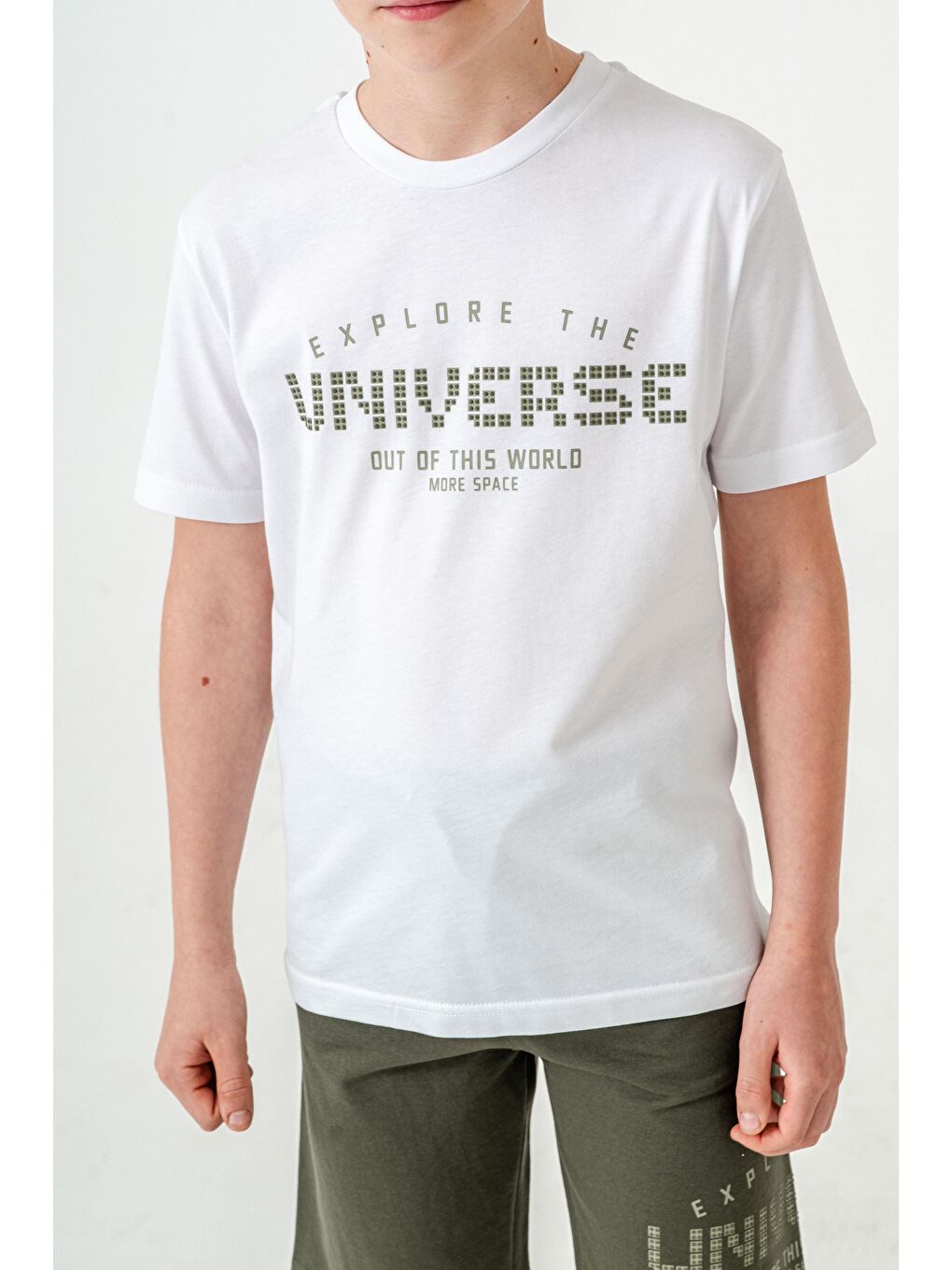 Haki Explore The Universe Out Of This World More Space Baskılı Erkek Çocuk Şort - Tişört Takımı-4