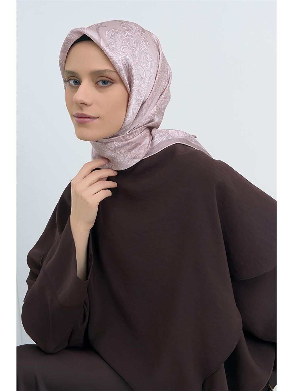 Pembe Saf İpek Twill Eşarp 9537D 01-3