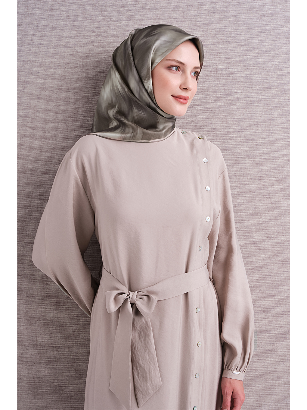 Haki Saf İpek Twill Eşarp 9605d 83