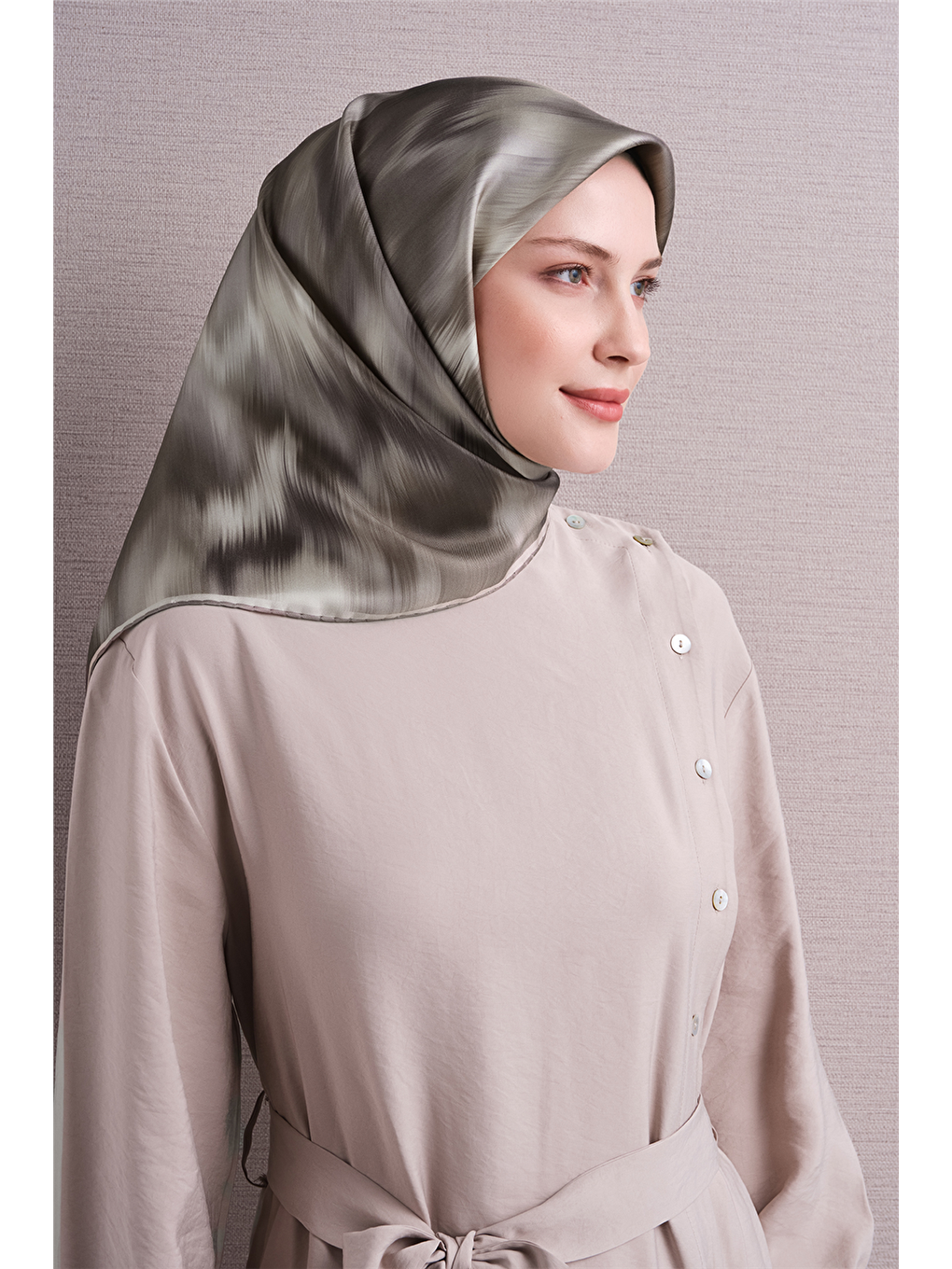Haki Saf İpek Twill Eşarp 9605d 83-1