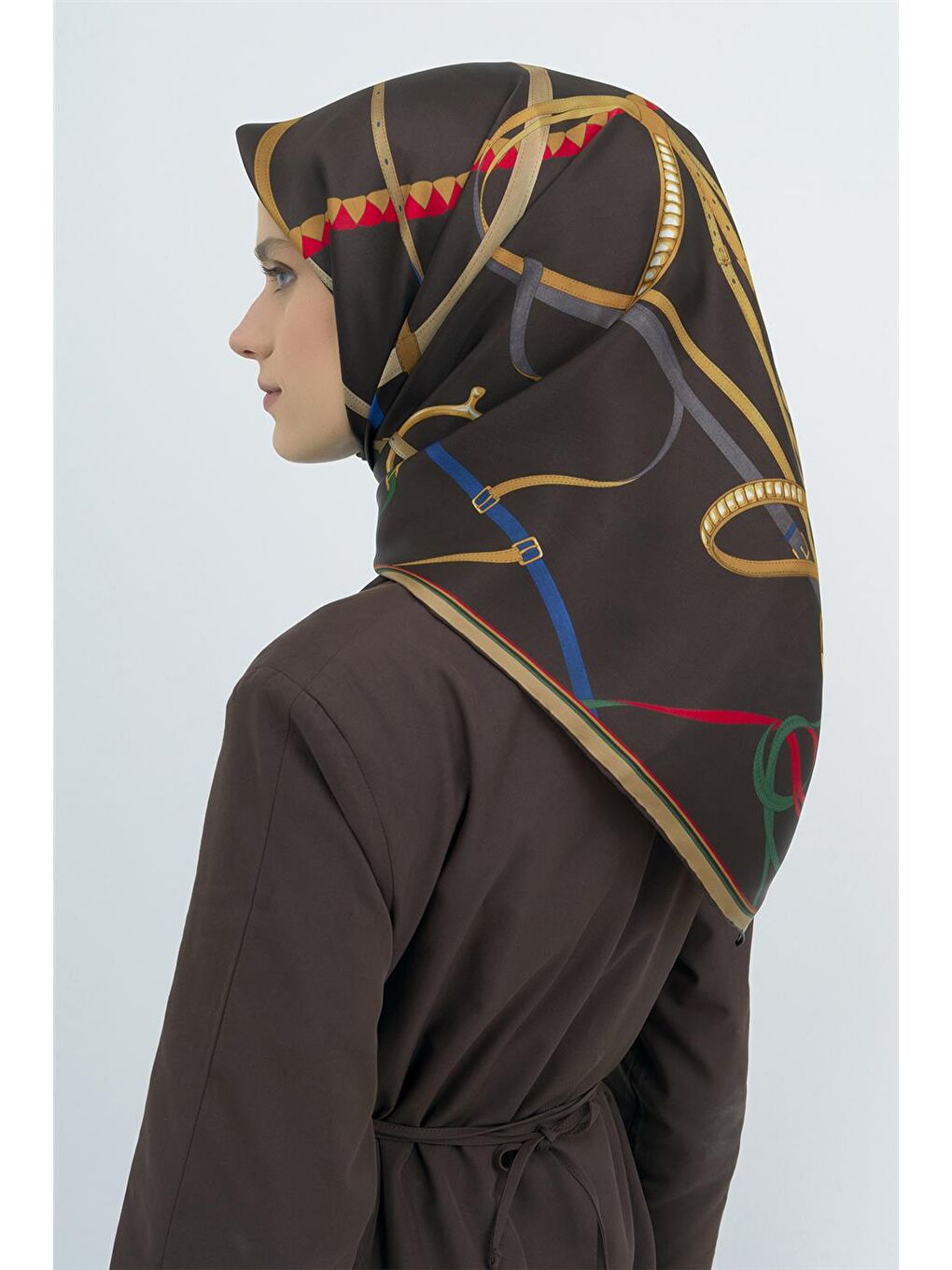 Kahverengi Saf İpek Twill Eşarp 9517D 84-3