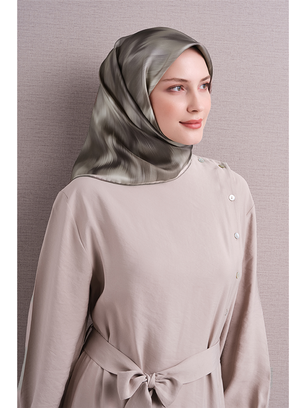 Haki Saf İpek Twill Eşarp 9605d 83-2