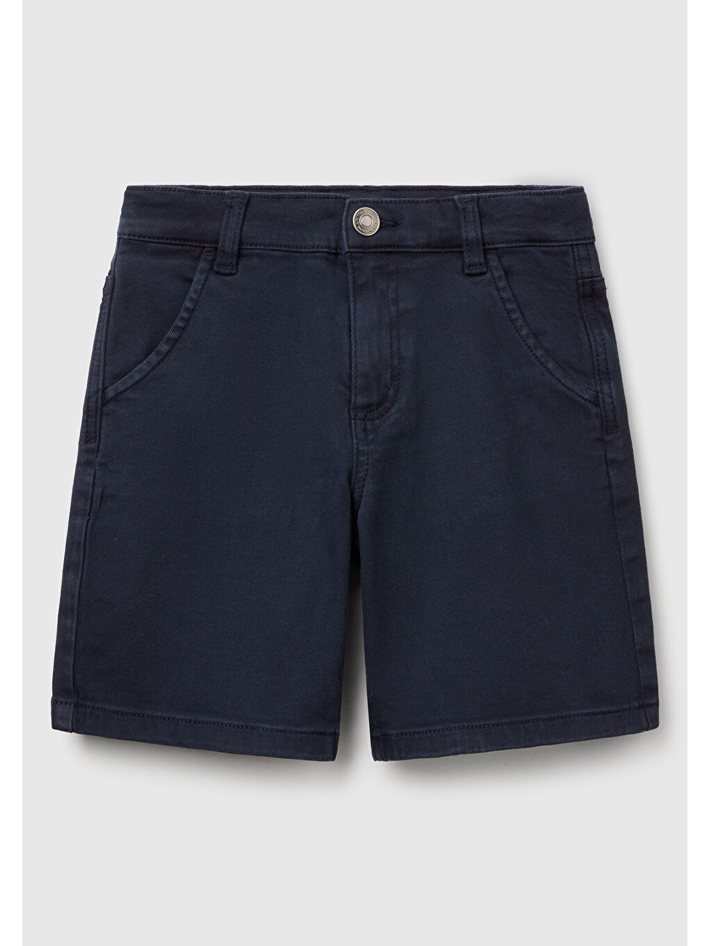 Erkek Çocuk Lacivert Eskitilmiş Efektli Normal Bel Straight Bermuda Şort