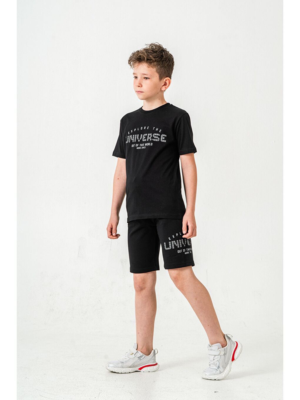 Siyah Explore The Universe Out Of This World More Space Baskılı Erkek Çocuk Şort - Tişört Takımı-2