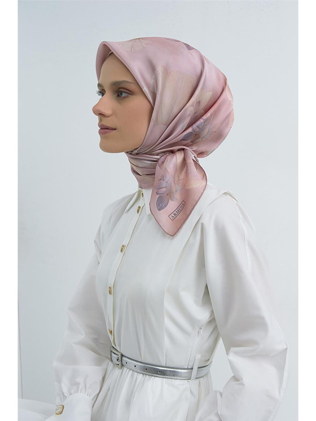 Pembe Saf İpek Sura Eşarp 9505D 01-1