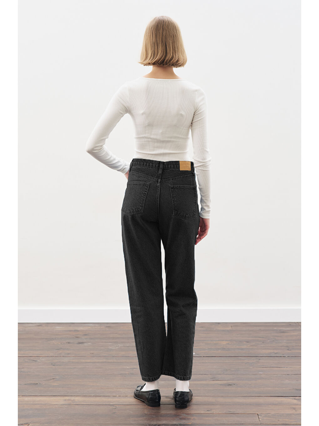 Straıght Ankle Jean Pantolon Siyah-3