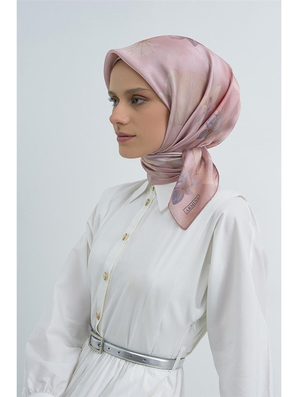 Pembe Saf İpek Sura Eşarp 9505D 01-3