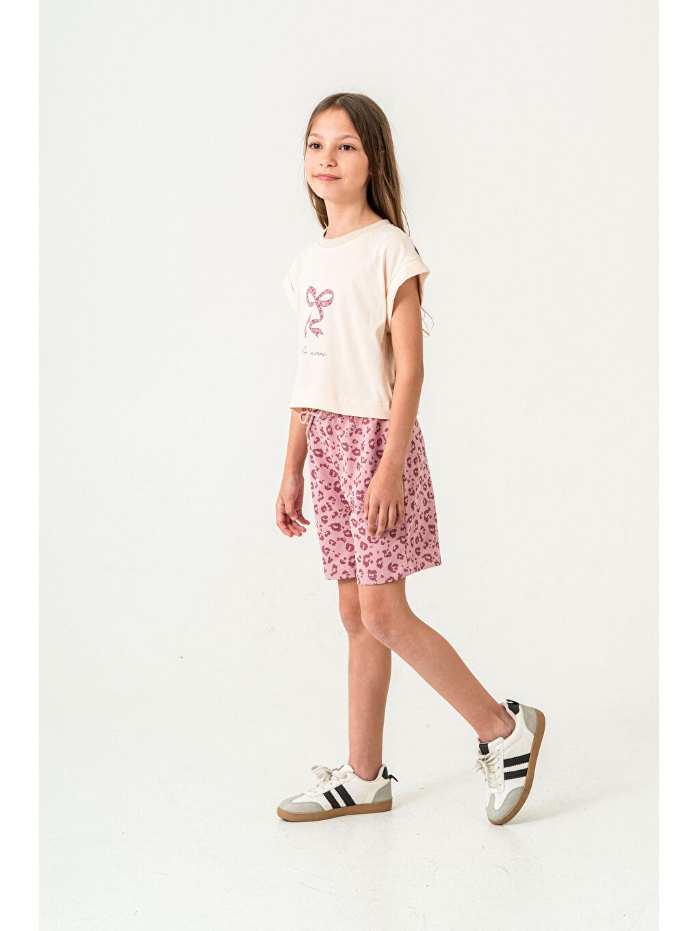 Pembe Mucho Amor Baskılı  Kız Çocuk Şort - Tişört Takımı-3