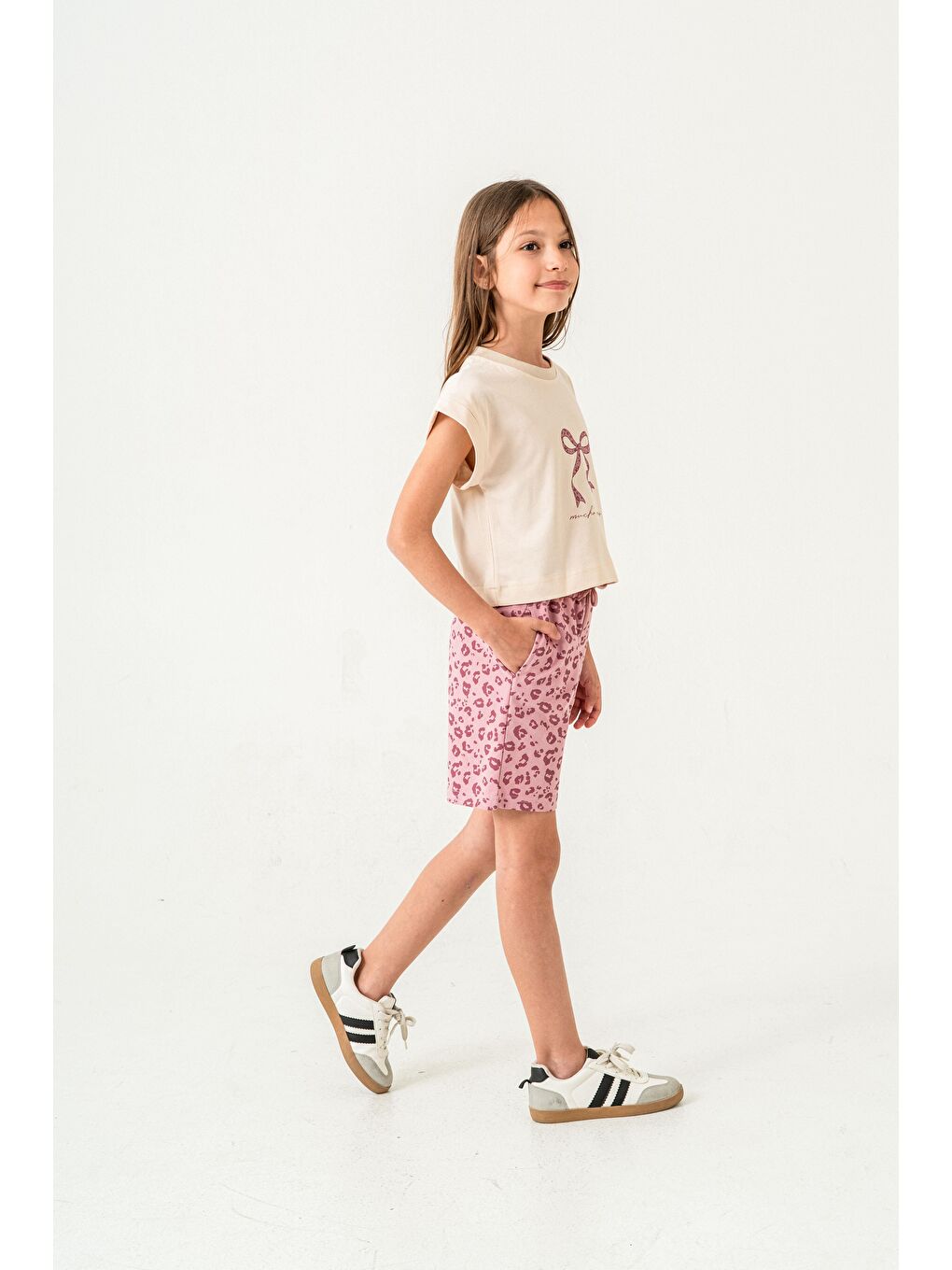 Pembe Mucho Amor Baskılı  Kız Çocuk Şort - Tişört Takımı-4