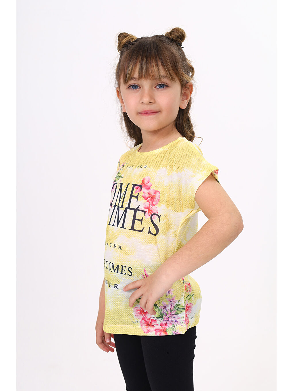Sarı Kız Çocuk Sometimes Baskılı Tişört-3