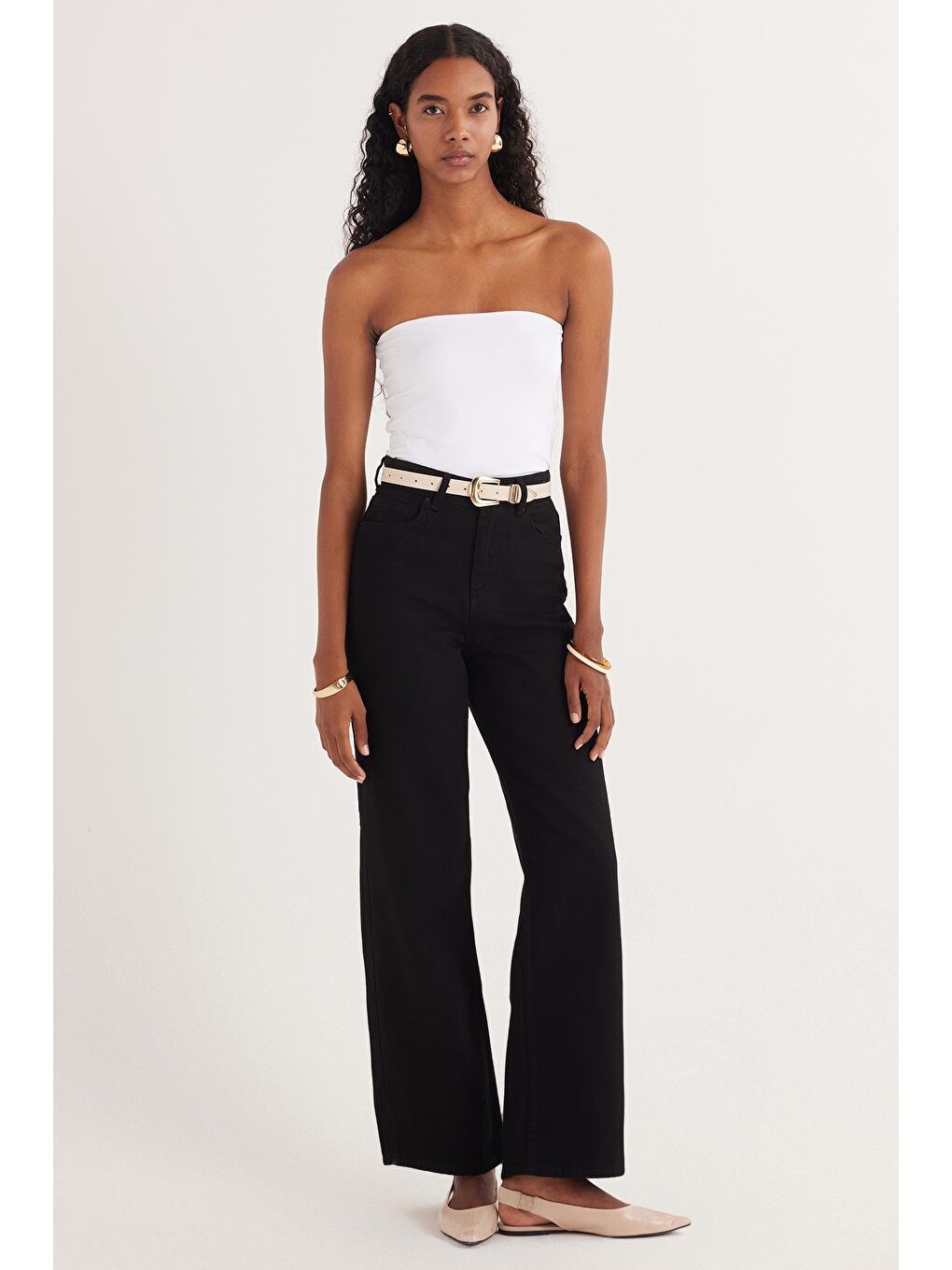 Kadın Slim Fit Dar Kesim Straplez Beyaz Body-3