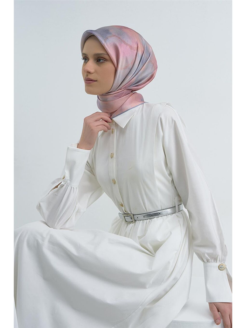 Pembe Saf İpek Twill Eşarp 9501D 81-1