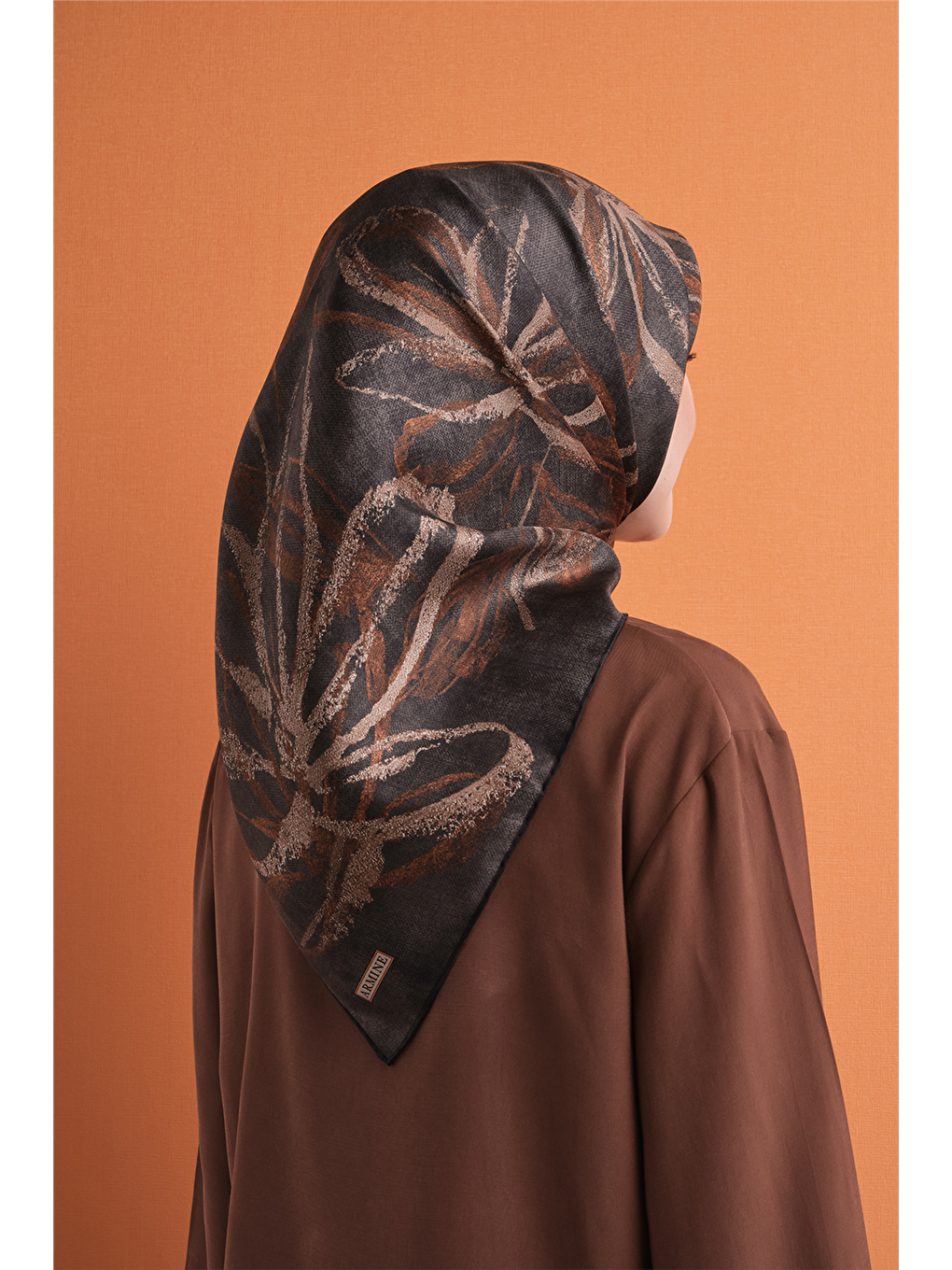 Kahverengi Saf İpek Twill Eşarp 9600d 35-3