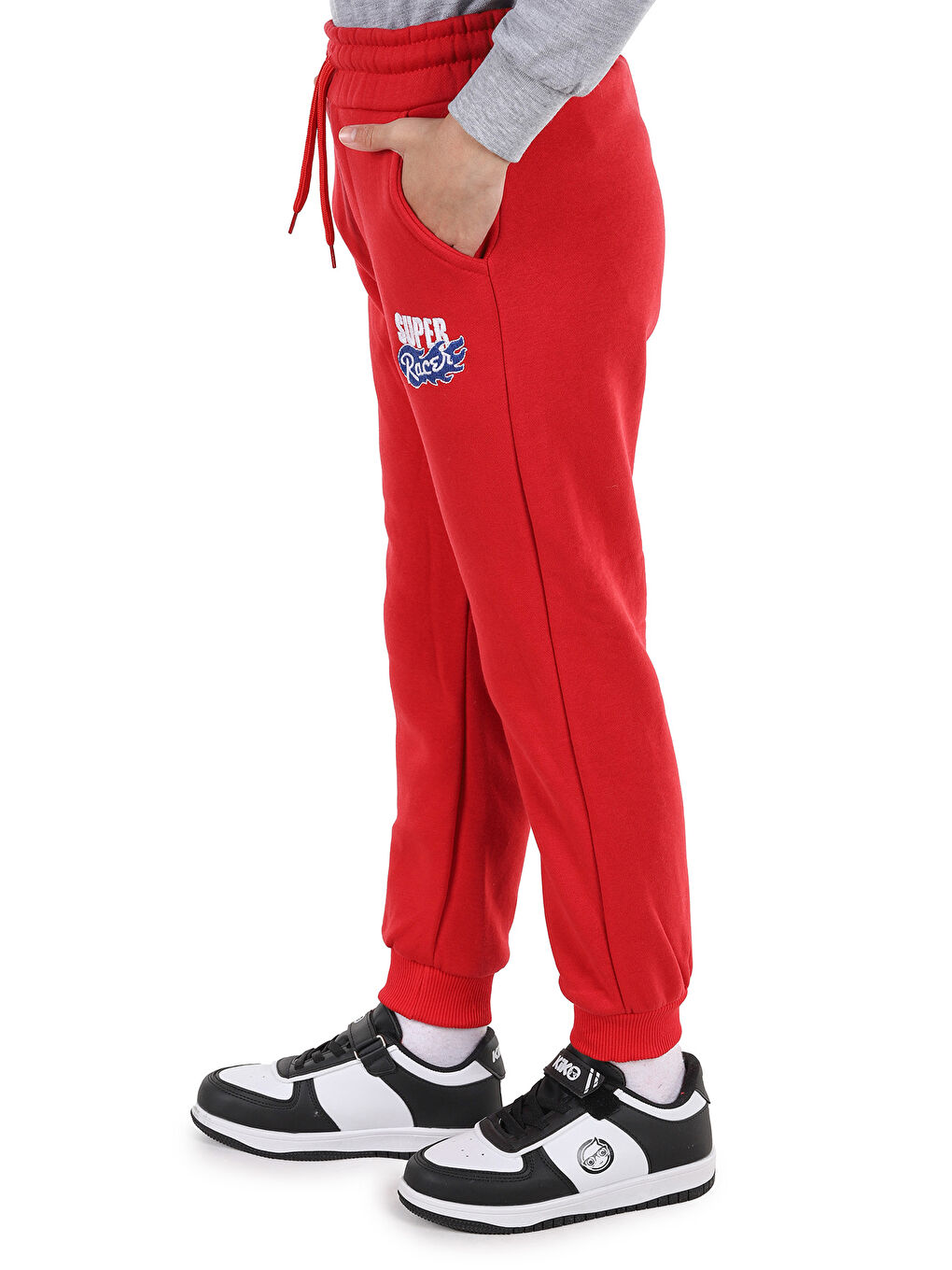 Kırmızı Paça Lastikli Erkek Çocuk Eşofman Altı-1