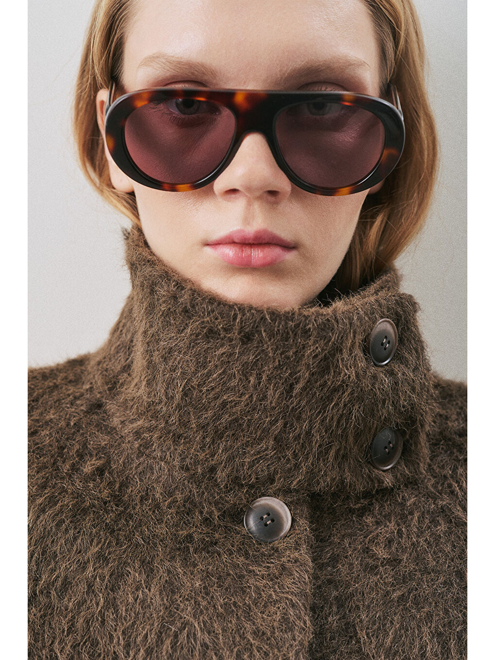 Bouchle Geniş Yakalı Kaban Kahverengi-1