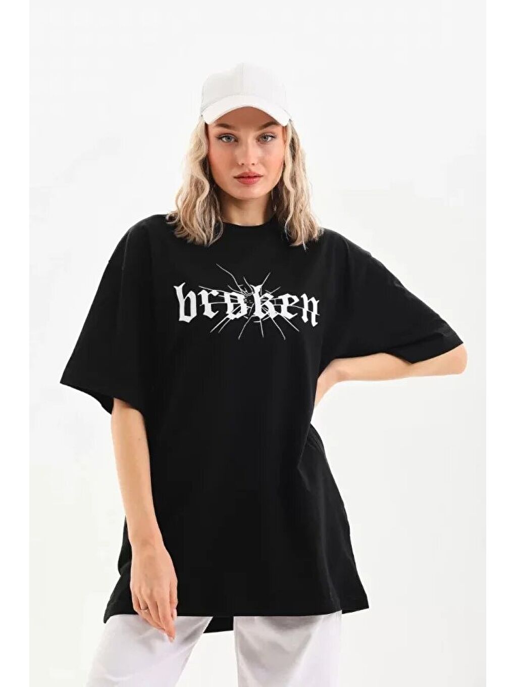 Unisex Baskılı Oversize T-Shirt - Siyah-3